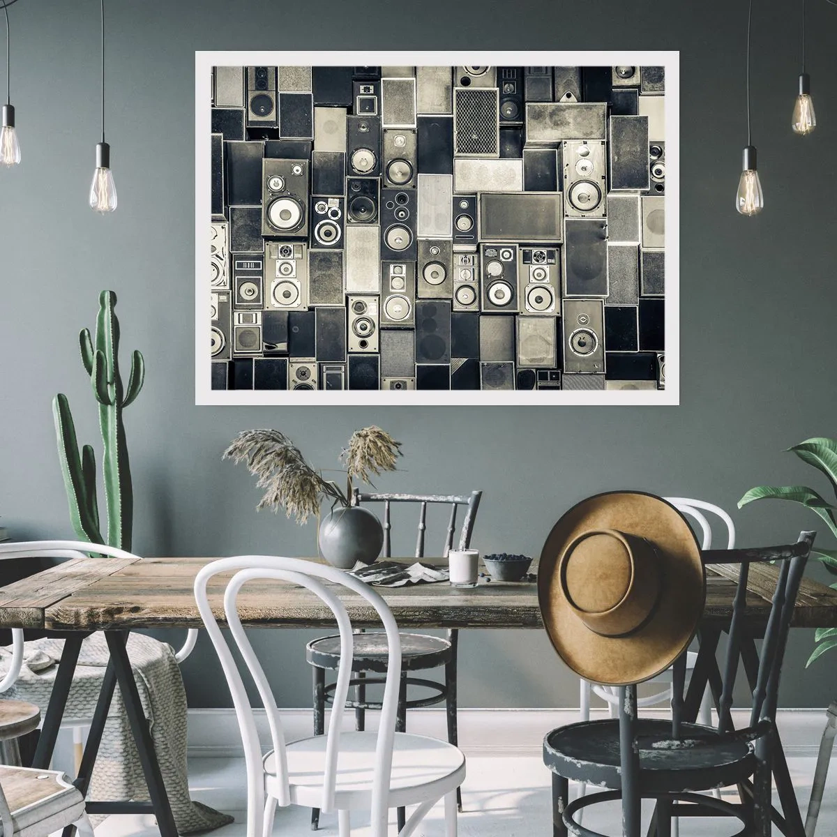 Poster - Collezione di altoparlanti in stile retrò - 100x70cm - Armonia di suoni - Decorazione murale moderna per soggiorno e camera da letto ARTTOR