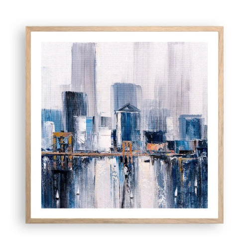 Poster in cornice rovere chiaro - Impressione di New York - 60x60 cm