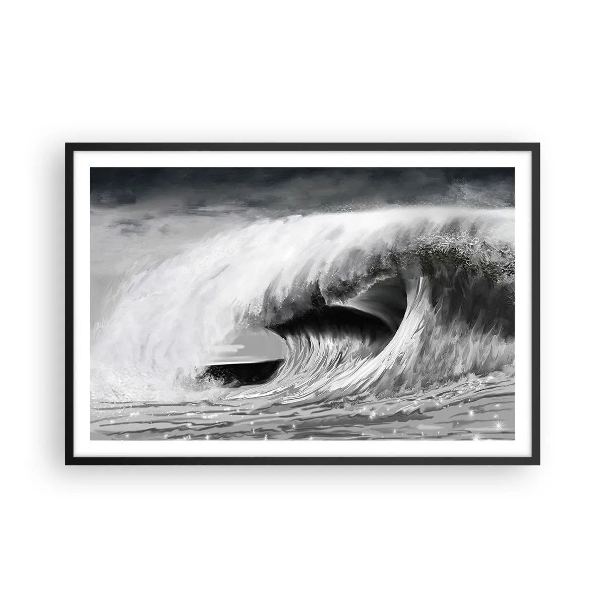Poster in cornice nera - La furia dell'oceano - 91x61 cm