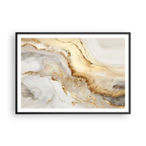 Poster in cornice nera - Motivi astratti in oro e marmo su uno sfondo chiaro - 100x70cm - Astrazione: bellezza e bontà - Decorazione murale moderna per soggiorno e camera da letto ARTTOR