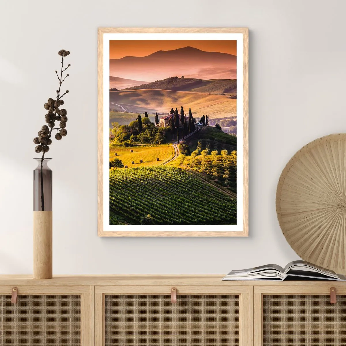 Poster in cornice rovere chiaro - Arcadia: paesaggio toscano - 50x70 cm