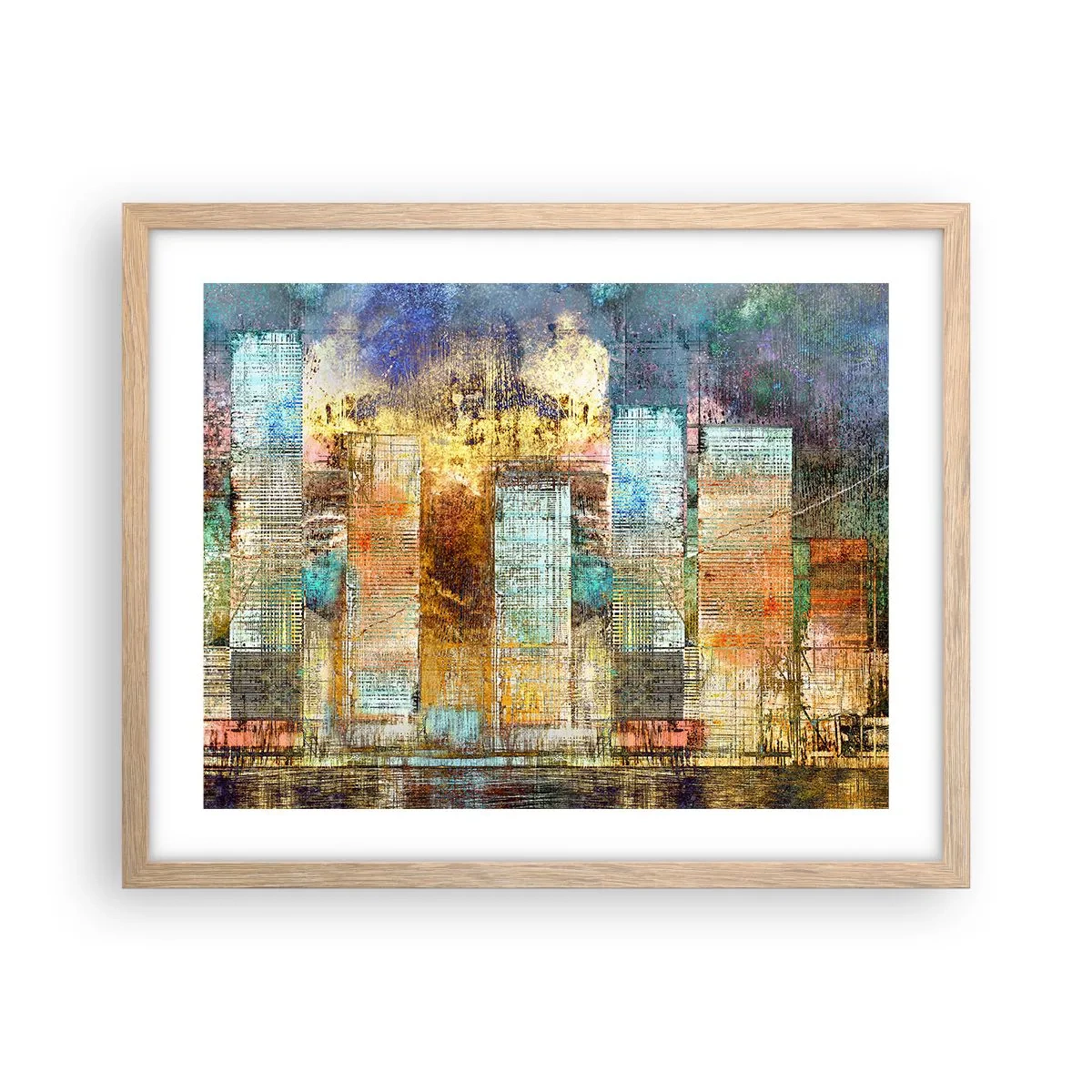 Poster in cornice rovere chiaro - Metropoli nel sole - 50x40 cm