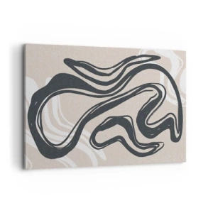 Quadro su tela - Stampe su Tela - Linee astratte in tonalità scure su uno sfondo beige - 100x70cm - Espressione moltiplicata - Decorazione murale moderna per soggiorno e camera da letto ARTTOR