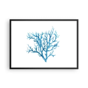 Poster in cornice nera - Corallo blu su sfondo bianco con un tocco minimalista - 70x50cm - Filigrana marina - Decorazione murale moderna per soggiorno e camera da letto ARTTOR