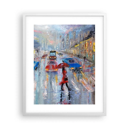 Poster in cornice bianca - Pomeriggio di pioggia in città - 40x50 cm