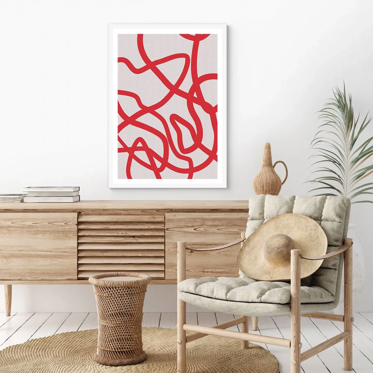 Poster in cornice bianca - Rosso su bianco - 61x91 cm