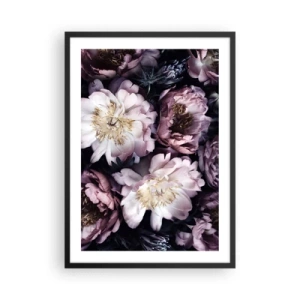 Poster in cornice nera - Delicati fiori di peonia in colori tenui - 50x70cm - Bouquet nel vecchio stile - Decorazione murale moderna per soggiorno e camera da letto ARTTOR