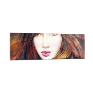 Quadro su vetro - Ritratto di donna in stile pittorico - 160x50cm - Un penny per i tuoi pensieri - Decorazione murale moderna per soggiorno e camera da letto ARTTOR