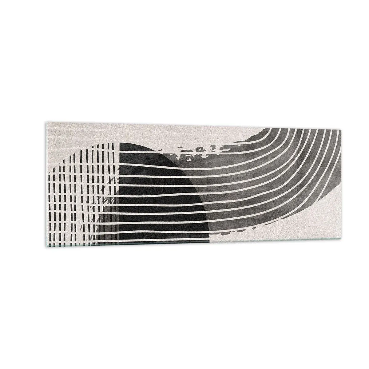 Quadro su vetro - Motivo astratto con linee e forme geometriche - 140x50cm - Andata e ritorno - Decorazione murale moderna per soggiorno e camera da letto ARTTOR