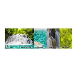 Campione di Fotomurale Premium Sand - Cascata spumeggiante dal verde all'azzurro - Paesaggio, Cascata, Parco Nazionale - 100x30 cm