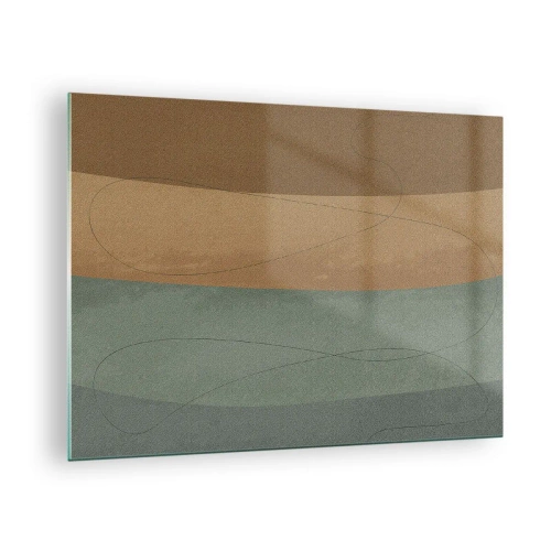 Quadro su vetro - Strisce astratte nei toni della terra - 70x50cm - Composizione orizzontale - Decorazione murale moderna per soggiorno e camera da letto ARTTOR