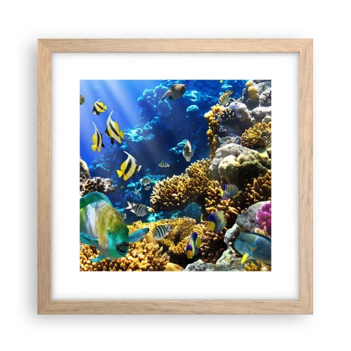 Poster in cornice rovere chiaro - Traffico intenso sulla via delle vacanze - 30x30 cm