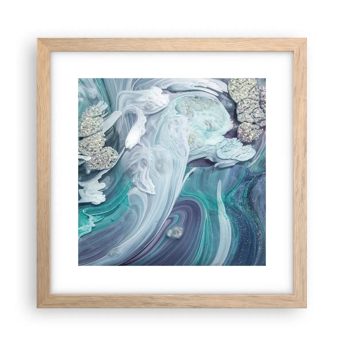 Poster in cornice rovere chiaro - Correnti di blu - 30x30 cm
