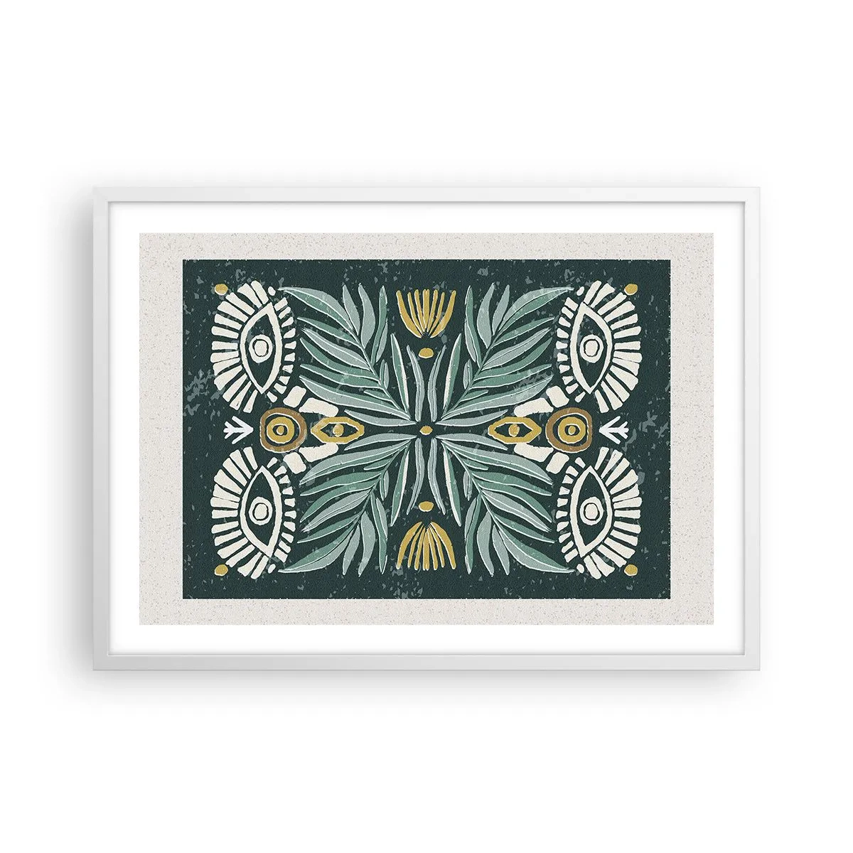 Poster in cornice bianca - Geometrie di arte popolare - 70x50 cm