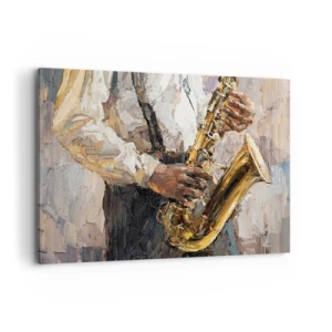 Quadro su tela - Stampe su Tela - Un musicista che suona il sassofono in uno stile artistico - 120x80cm - Tempo di assolo - Decorazione murale moderna per soggiorno e camera da letto ARTTOR
