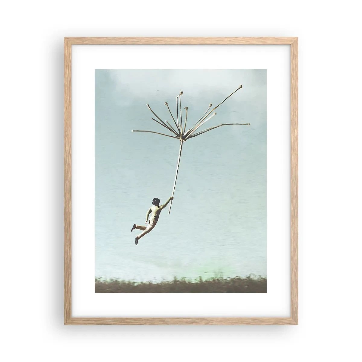 Poster in cornice rovere chiaro - Aquiloni, denti di leone, vento - 40x50 cm