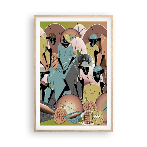 Poster in cornice rovere chiaro - Arriva la grande festa - 61x91 cm