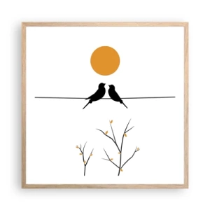 Poster in cornice rovere chiaro - Sera da usignoli - 60x60 cm