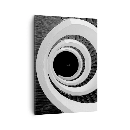 Quadro su tela - Stampe su Tela - Scala a chiocciola bianca e nera in stile moderno - 50x70cm - Verso l'essenza delle cose - Decorazione murale moderna per soggiorno e camera da letto ARTTOR