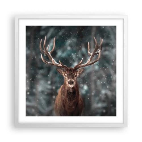 Poster in cornice bianca - Il re del bosco incoronato - 50x50 cm