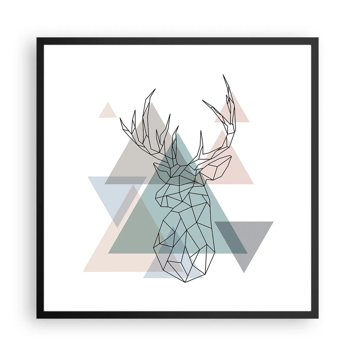 Poster in cornice nera - Nel bosco geometrico - 60x60 cm