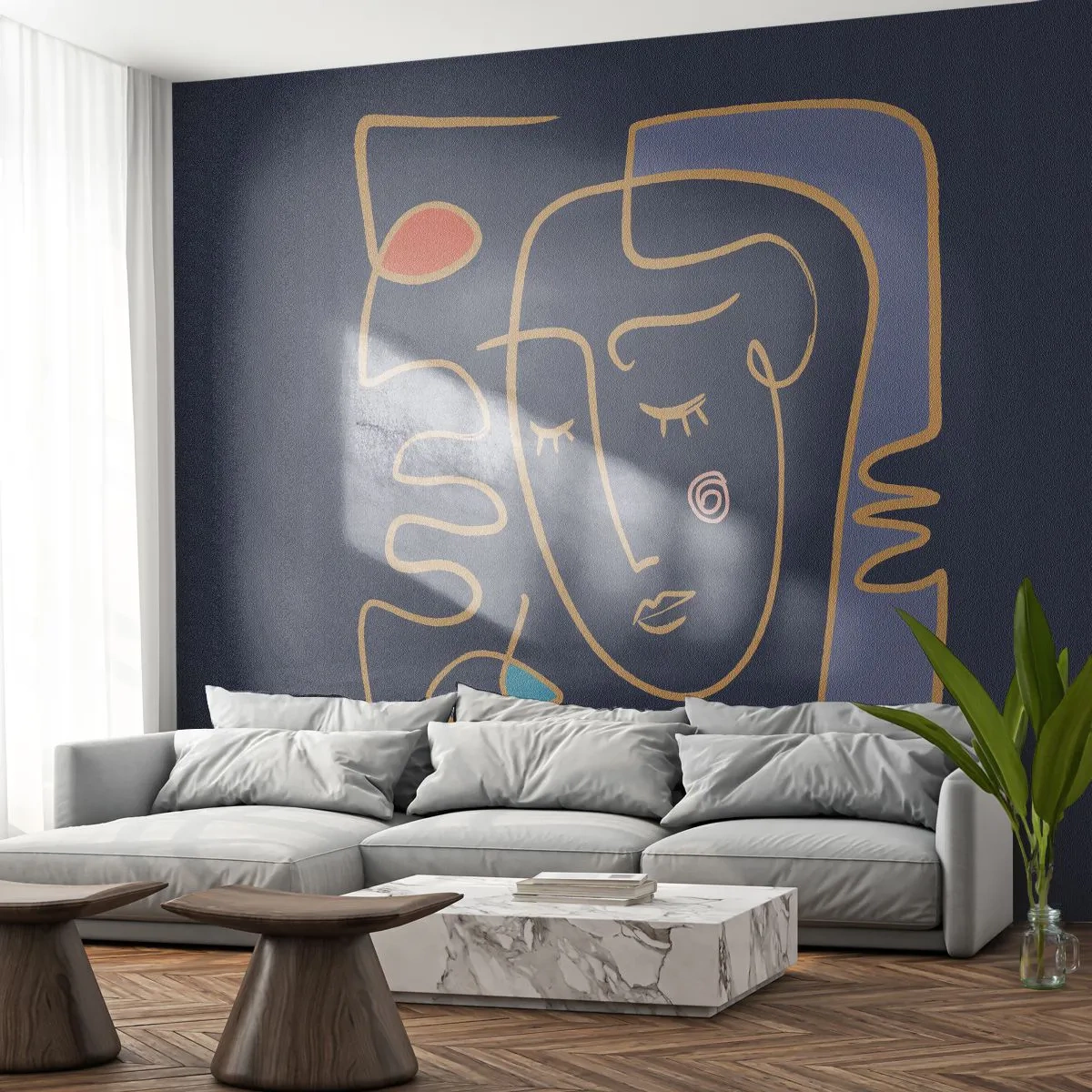 Fotomurali Autoadesivo Deluxe Sticker - Pensierosa - Ritratto, Viso, Pezzo - 150x105 cm