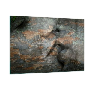 Quadro su vetro - Volti incastonati nella trama della corteccia degli alberi - 120x80cm - Insieme per sempre - Decorazione murale moderna per soggiorno e camera da letto ARTTOR