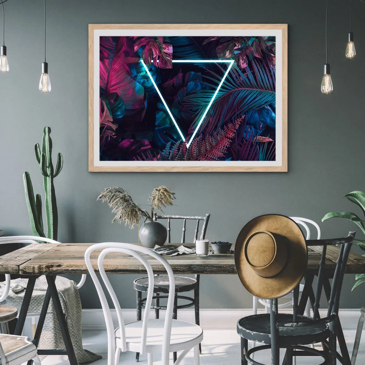 Poster in cornice rovere chiaro - Giardino in stile discoteca - 50x40 cm