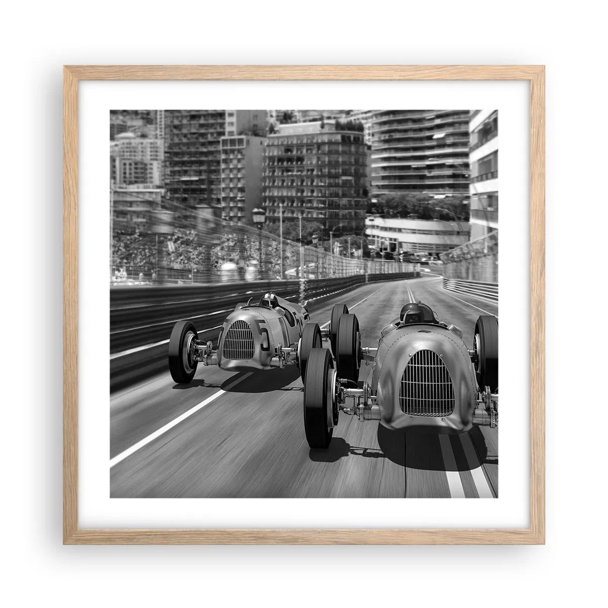 Poster in cornice rovere chiaro - Tanto tempo fa a Montecarlo - 50x50 cm