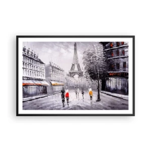 Poster in cornice nera - Passeggiata a Parigi - 91x61 cm