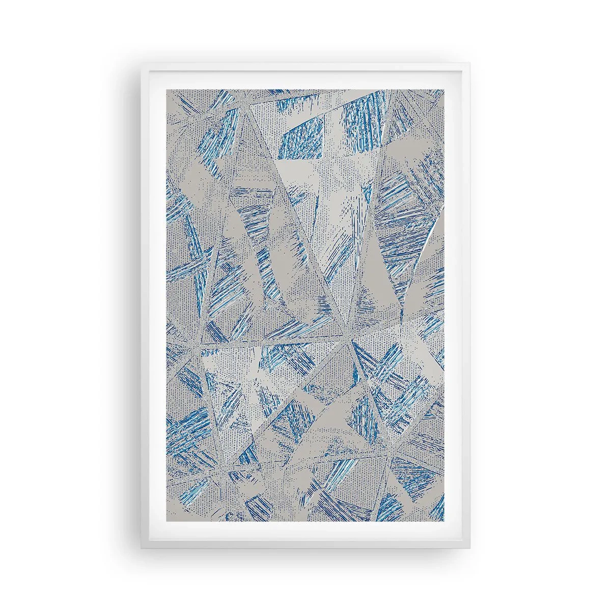 Poster in cornice bianca - Nel labirinto grigioblu - 61x91 cm