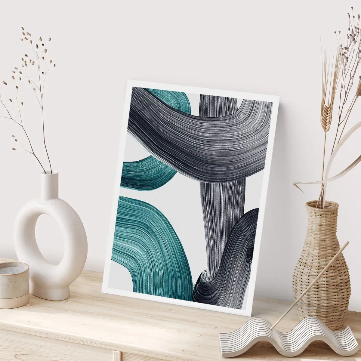 Poster - Tracce smeraldo e nero - 40x50 cm