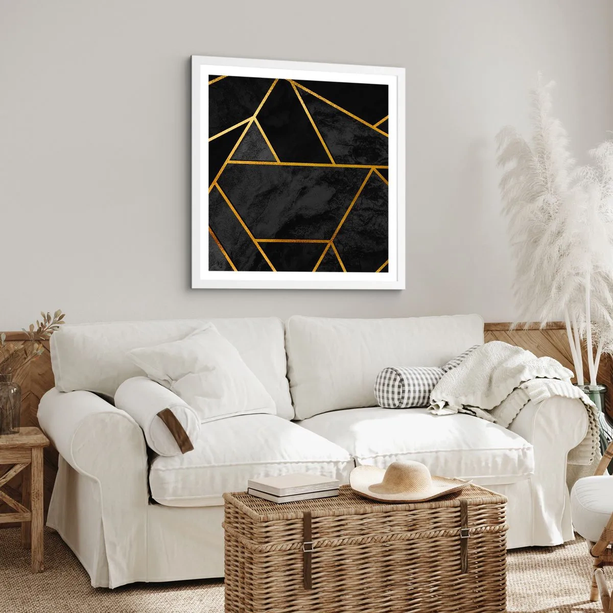 Poster in cornice bianca - Oscurità e luce - 40x40 cm