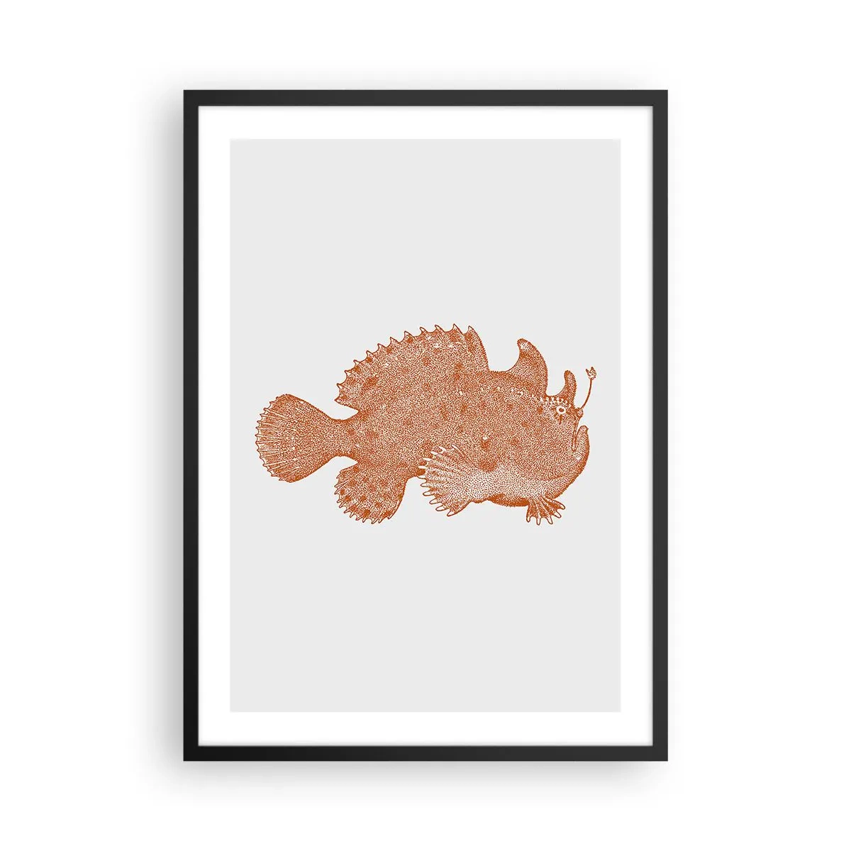 Poster in cornice nera - Illustrazione dettagliata di un pesce di profondità - 50x70cm - È davvero un pesce - Decorazione murale moderna per soggiorno e camera da letto ARTTOR