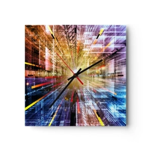 Orologio da parete - Orologio in Vetro - Luci dinamiche in un corridoio futuristico - 30x30cm - Corridoio di luce - Decorazione murale moderna per soggiorno e camera da letto ARTTOR