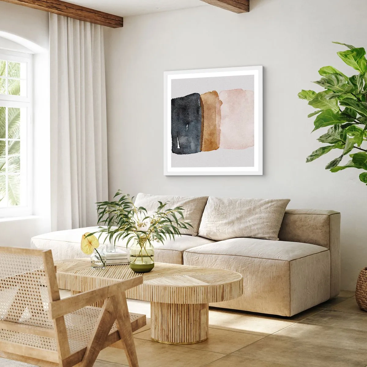 Poster in cornice bianca - Composizione di colori della terra - 30x30 cm