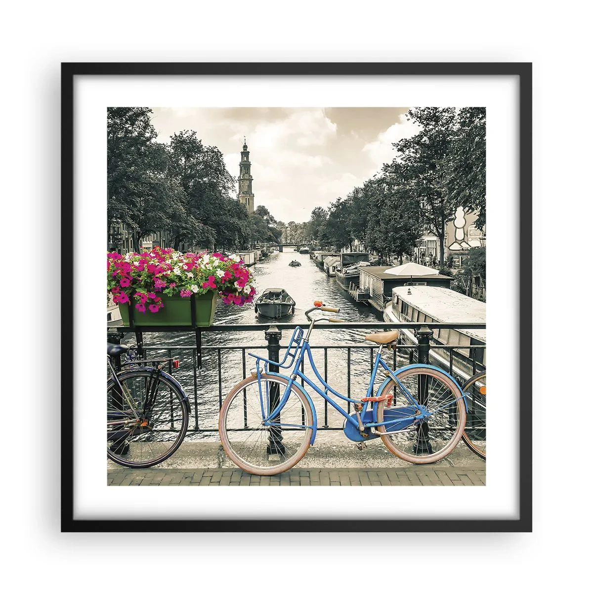 Poster in cornice nera - I colori delle strade di Amsterdam - 50x50 cm