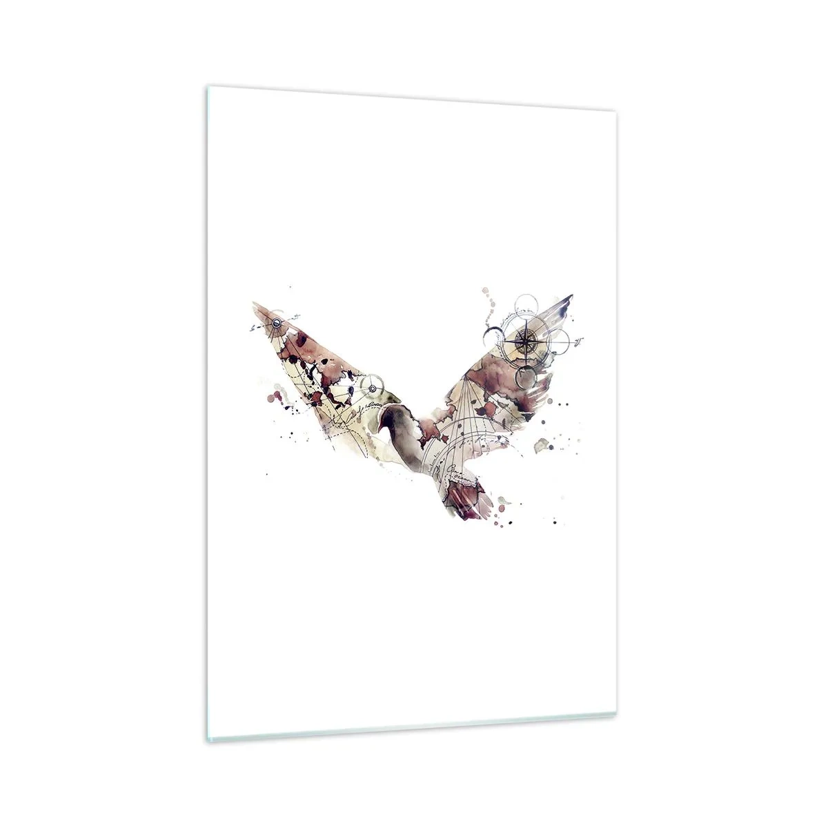 Quadro su vetro - Ali in stile artistico astratto su sfondo bianco - 50x70cm - Viandante nell'aria - Decorazione murale moderna per soggiorno e camera da letto ARTTOR