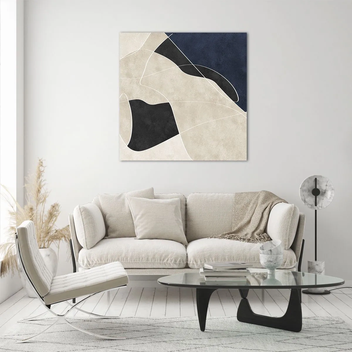 Quadro su vetro - Composizione astratta: il contrasto dei colori - 40x40 cm