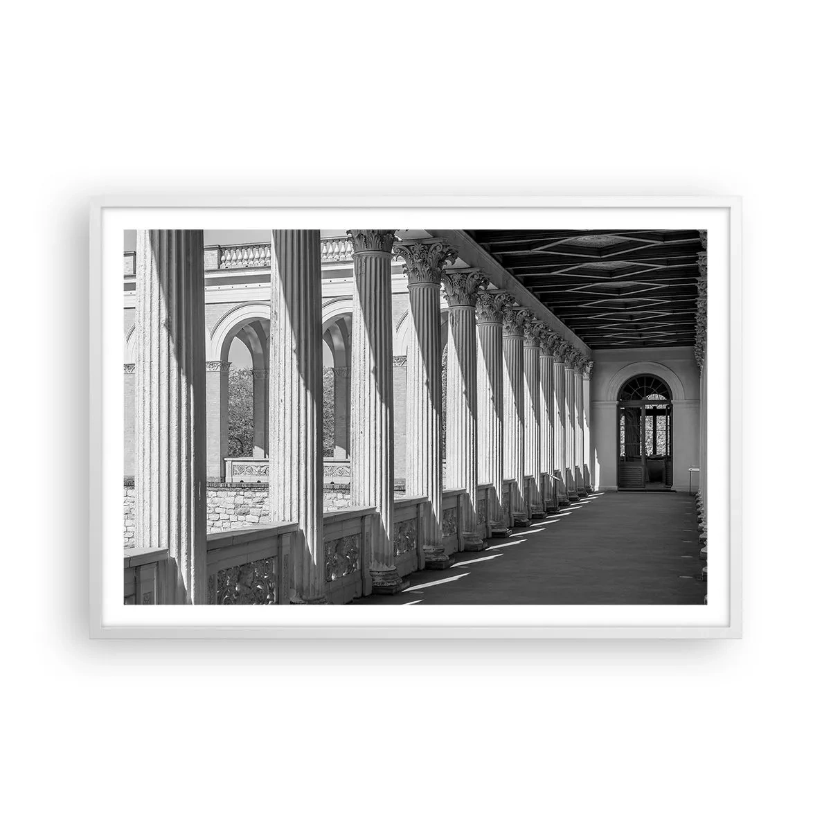 Poster in cornice bianca - Portico soleggiato - 91x61 cm