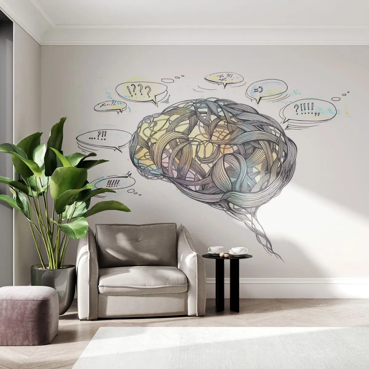 Fotomurali Premium Canvas - L'uomo: un grande mistero - Astrazione, Cervello, Grafica - 350x256 cm