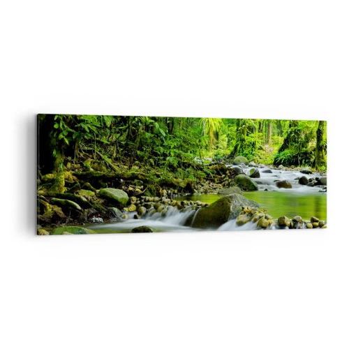 Quadro su tela - Stampe su Tela - Un ruscello in una lussureggiante foresta tropicale - 140x50cm - Fluttuando in un mare di verde - Decorazione murale moderna per soggiorno e camera da letto ARTTOR