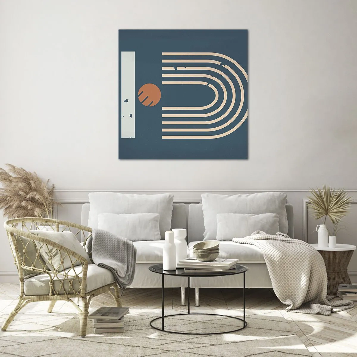 Quadro su vetro - Geometria in blu - 30x30 cm