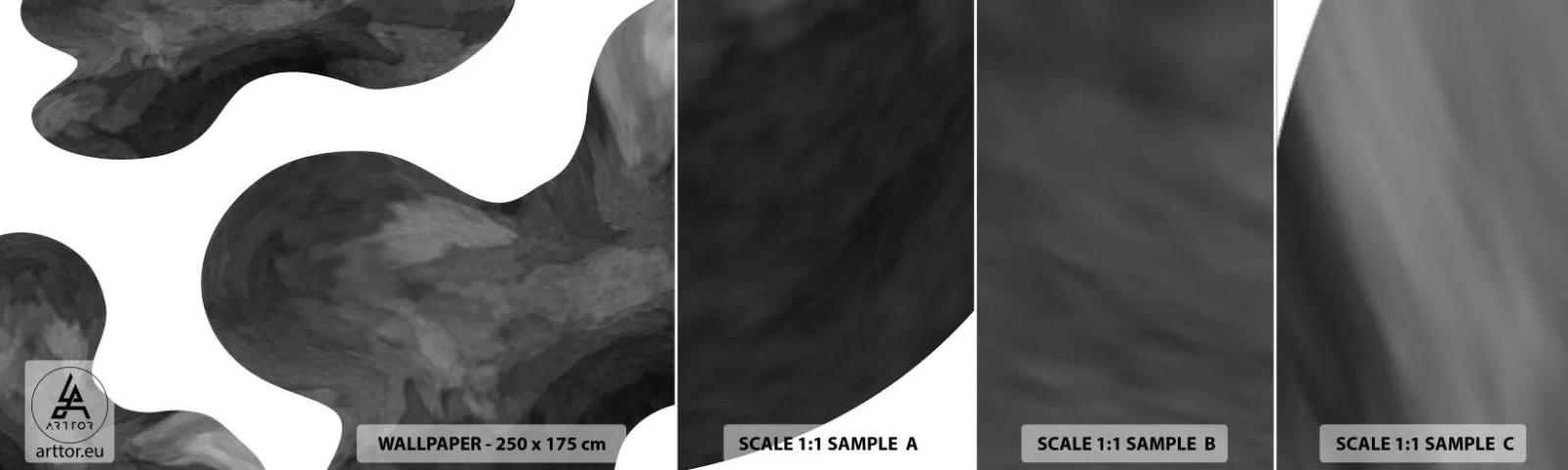 Campione di Fotomurale Adesivo Deluxe Sticker - Via Lattea - Astrazione, Pezzo, Bianco e nero - 100x30 cm