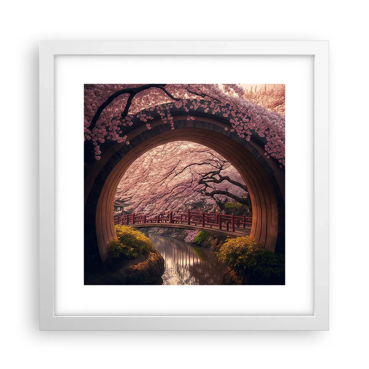 Poster in cornice bianca - Primavera giapponese - 30x30 cm