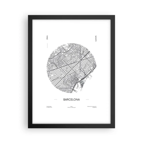 Poster in cornice nera - Anatomia di Barcellona - 30x40 cm