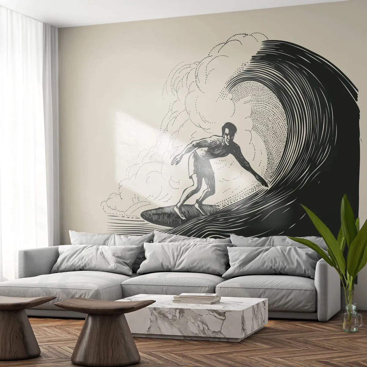 Fotomurali Autoadesivo Deluxe Sticker - Il re delle onde - Onda, Fare surf, Sport - 250x175 cm