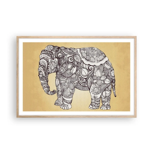 Poster in cornice rovere chiaro - L'elefante nascosto - 91x61 cm