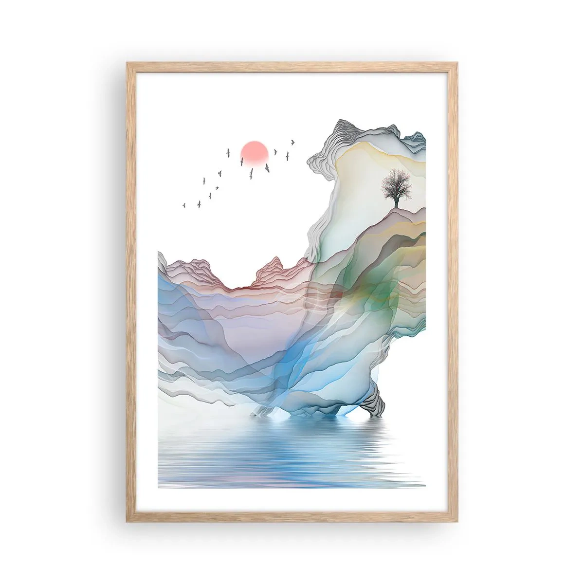 Poster in cornice rovere chiaro - Verso i monti di cristallo - 50x70 cm