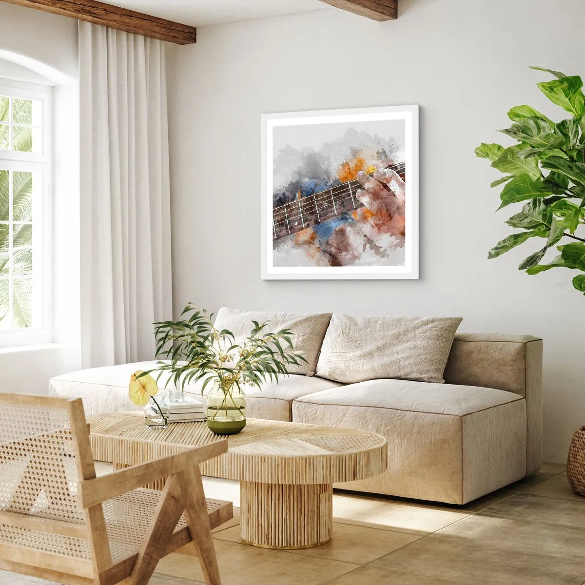 Poster in cornice bianca - Poesia tra le corde - 60x60 cm